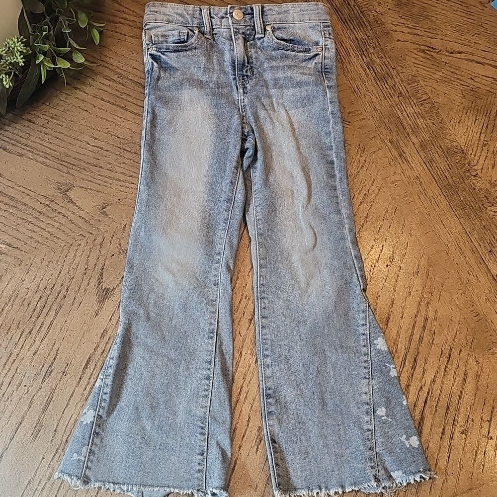 YMI Light Blue Floral Flare Jeans Size 6